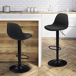 Idmarket Market Tabourets KARL - Lot de 2 Noir