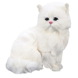 Peluche chat persan réaliste - Blanc Peluche chat persan – Fourrure synthétique douce – Non lumineux – Sans musique – Dès 3 ans – Doudou et peluche
