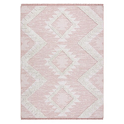 RUGSX Tapis ECO SIZAL BOHO MOROC Diamants 22312 franges - deux niveaux de molleton rose crème, tapis en coton recyclé 155x220 cm