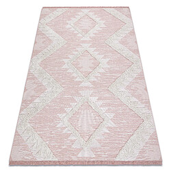 RUGSX Tapis ECO SIZAL BOHO MOROC Diamants 22312 franges - deux niveaux de molleton rose crème, tapis en coton recyclé 155x220 cm