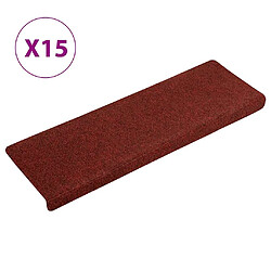Vidaxl Tapis d'escalier 15 pcs Rouge Tapis d'escalier - Antidérapant - Tissu aiguilleté - 65 x 21 x 4 cm