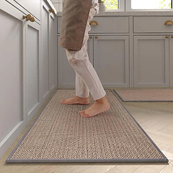 Tapis Cuisine Antidérapant - Gris - 45x70cm + 45x120cm