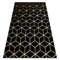 RUGSX Tapis moderne 3D GLOSS 409C - Noir/Or 240x330 cm Tapis de salon - Motif géométrique 3D - Poil court - Durable et élégant