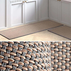 Tapis Cuisine Antidérapant - Gris - 45x70cm + 45x120cm pas cher