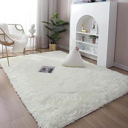Acheter Tapis Carré Shaggy Moderne - Beige/Blanc