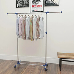 VidaXL Porte-vêtements - Réglable - Argenté Porte-vêtements mobile - Acier inox - Dimensions variables - Sur roulettes