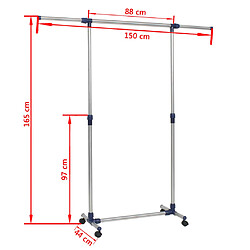 VidaXL Porte-vêtements - Réglable - Argenté pas cher