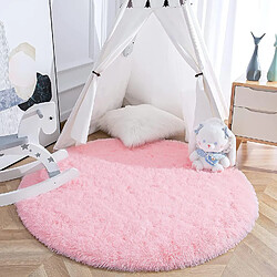Tapis salon rond shaggy 120cm - Gris