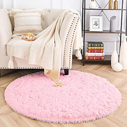 Tapis salon rond shaggy 120cm - Gris
