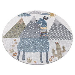 RUGSX Tapis Bono 8275 - Cercle Lama Crème Gris Clair 120 cm