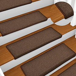 vidaXL Tapis d'escalier 15 pcs - Marron