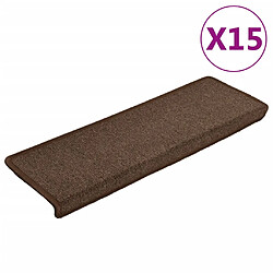 vidaXL Tapis d'escalier 15 pcs - Marron