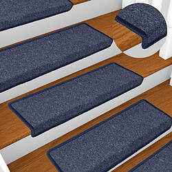 VidaXL Tapis d'Escalier Gris/Bleu 65x21 cm