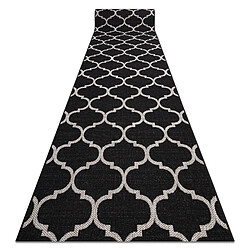 RUGSX Floorlux 20608 - Treillis marocain noir Tapis de couloir - Tissu sisal - Nettoyage facile - Dimensions 120x240 cm