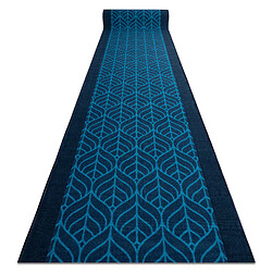 RUGSX PIÓRA - Bleu Foncé Tapis de couloir antidérapant - Motif plumes - 120 x 890 cm