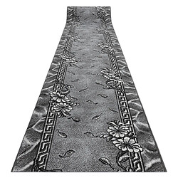 RUGSX Tapis de couloir BCF MORAD - Trio Fleurs Gris Tapis de couloir - Design fleur - Résistant - Facile à nettoyer