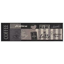 Vidaxl Tapis de cuisine - Impression café - Noir