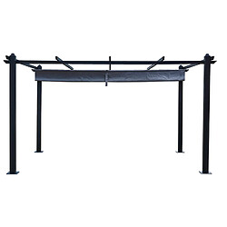 Concept Usine Pergola auto-portée 3 x 4 m avec toile rétractable grise NILA