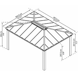 Gazebo de jardin 487,5x363,5cm gris - 706082 - Dallas - PALRAM
