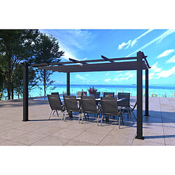 Concept Usine Pergola auto-portée 3 x 4 m avec toile rétractable grise NILA