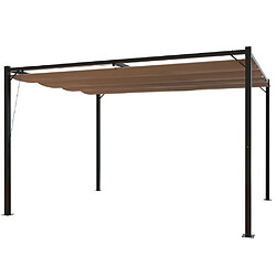 Concept Usine Pergola autoportante 3 x 4m avec toile en polyester taupe TUSA
