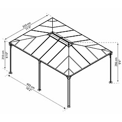 Gazebo de jardin 493x359cm gris - 704672 - Martinique - PALRAM