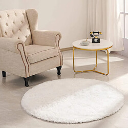 Acheter Tapis Salon Rond Shaggy Moderne - Beige Blanc