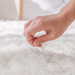 Avis Tapis Salon Rond Shaggy Moderne - Beige Blanc