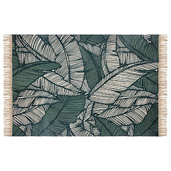 Atmosphera Tapis à imprimé Jungle en coton - 120 x 170 cm - Vert et beige