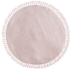Atmosphera Tapis à franges enfant Douceur - Diam. 90 cm - Rose
