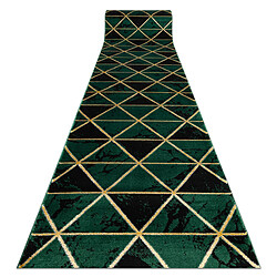 RUGSX EMERALD Tapis de couloir - 100x300 cm - Vert bouteille et or