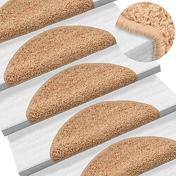 vidaXL Tapis d'escalier 15 pcs - Beige 56x17 cm
