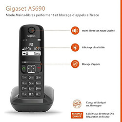 Gigaset téléphone fixe sans fil - Noir