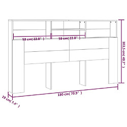 vidaXL Armoire de tête de lit - Blanc 180x19x103,5 cm pas cher