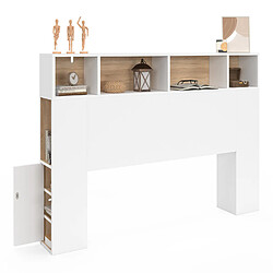 Idmarket Market CLEO Tête de lit - Blanc et Hêtre