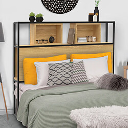 Idmarket MARKET Tête de lit DETROIT - Bois et métal noir - 165 cm