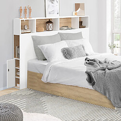 Idmarket Market CLEO Tête de lit - Blanc et Hêtre