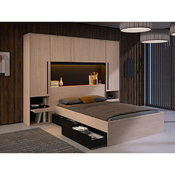 Vente-Unique VELONA Pont de lit - Naturel et Noir