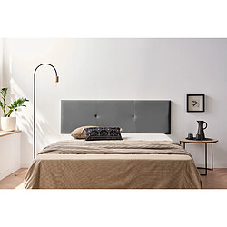 Avis Tête de Lit Tapisée ALMA Simili cuir 145x50x5 cm - Gris Foncé - Moonia