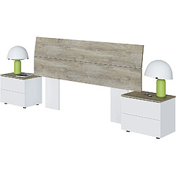 Pegane Tête de lit avec chevets - Blanc