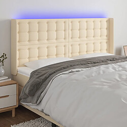 vidaXL Tête de lit à LED 163x16x118/128 cm Tissu - Crème Tête de lit à LED - Tissu polyester - Crème - LED colorée - Hauteur réglable