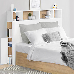Idmarket Market CLEO Tête de lit - Blanc et hêtre 165 cm