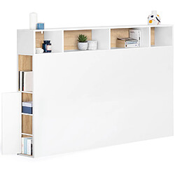 Idmarket Market CLEO Tête de lit - Blanc et hêtre 165 cm