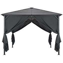 vidaXL Tonnelle avec rideau Aluminium 3x3 m Noir