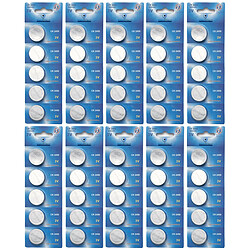 Visiodirect Piles bouton lithium CR2450 - Lot de 50