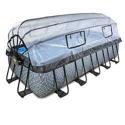 EXIT TOYS Piscine Stone avec dôme et pompe à chaleur - Grise 540x250x122 cm