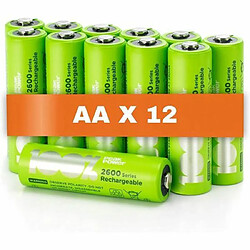 100% PeakPower Piles Rechargeables AA - 12 pcs