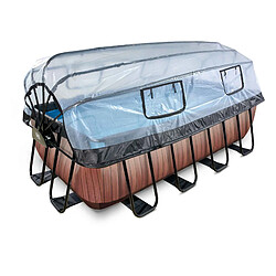 EXIT TOYS Piscine Stone avec dôme et pompe filtrante - Grise 400x200x122 cm