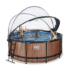 EXIT TOYS Piscine Stone avec dôme et pompe à chaleur - Ronde grise 360x122 cm