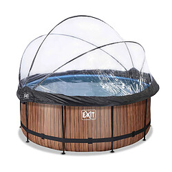 EXIT TOYS Piscine Stone avec dôme et pompe à chaleur - Ronde grise 360x122 cm